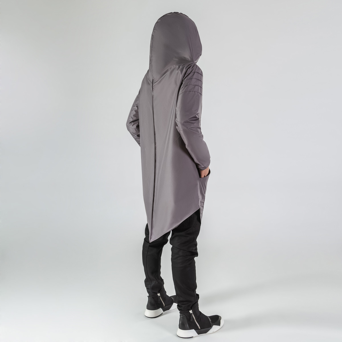 【美品】RAINMAKER- SHADOWSTRIPE HOODEDCOAT MONOCHROME
